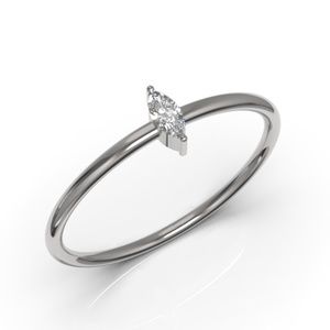 Solid 10k White Gold Marquise Cut Diamond CZ Ring
